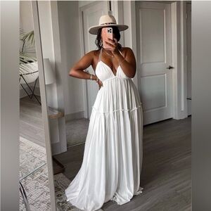 Pink Lily Daybreak Skyline White Halter Dress XL